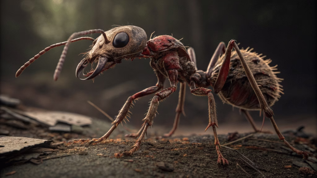 Ant infected by Cordyceps fungus acting like a zombie in nature