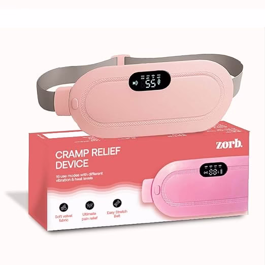 Zorb Period Cramp Relief Device for Women – Rechargeable Heating Pad with Vibration | Period Pain Relief Massager | Menstrual Cramp Comfort & Cramps Relief Machine | Pink