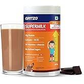 Gritzo SuperMilk Growth+ (Formerly Height+) (13+y Boys), 13g Protein Powder (Double Chocolate, 400g) | Zero Refined Sugar, 20 Vitamins & Minerals