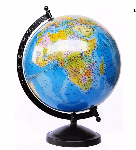 GeoKraft Educational Globe 10 Inch Height, 8 inch diameter Rotating World with Black Matte Finish Metal Arc and Base/World Globe/Home Decor/Office Decor/Gift Item(Blue)